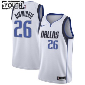 Dres Dallas Mavericks Spencer Dinwiddie 26 Nike 2022-23 Association Edition Bijela Swingman - Dječji